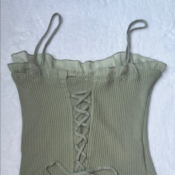 Olive Green Ribbed Camisole Top - Picture 9 of 12
